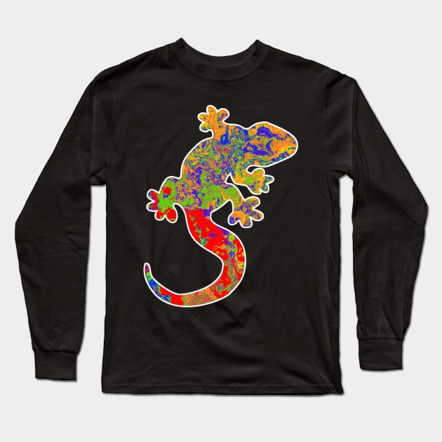 Colorful surreal psychedelic lizard king VI Long Sleeve T-Shirt by simbamerch